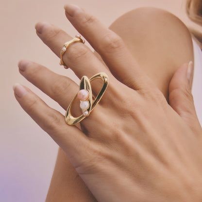 Multiverse - Flowing Baby Pearl Ring (18K Gold Plated)